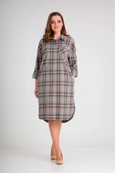 Платье 269 клетка серая СиБон