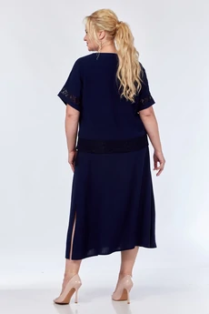 Костюм с юбкой 0339 темно-синий СиБон