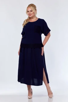 Костюм с юбкой 0339 темно-синий СиБон