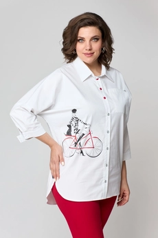 Костюм брючный 931б белый + красный SolomeyaLux