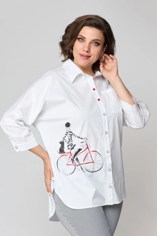 Костюм брючный 931б белый + серый SolomeyaLux