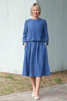 Костюм с юбкой 91-25-1 синий Super Flax