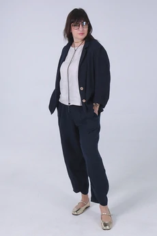 Костюм брючный 92-25-1 темно-синий Super Flax