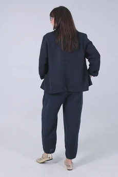 Костюм брючный 92-25-1 темно-синий Super Flax