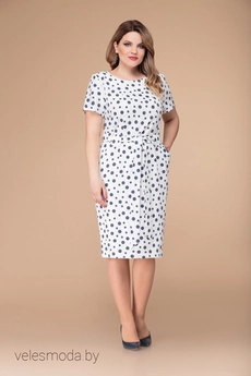Платье 1205 белый+синий горох Svetlana Style