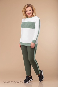 Спортивный костюм 1295 олива+белый Svetlana Style
