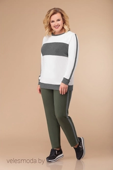 Спортивный костюм 1295 олива+белый+серый Svetlana Style
