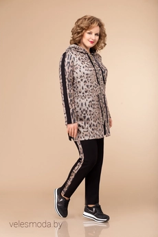 Спортивный костюм 1304 черный+леопард Svetlana Style
