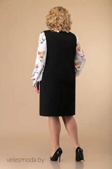 Костюм с юбкой 1372 черный+белый Svetlana Style