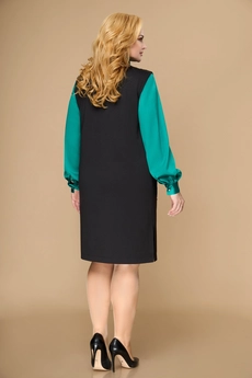 Костюм с юбкой 1372 черный + изумрудный Svetlana Style