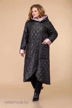 Пальто 1459 черный+розовый Svetlana Style