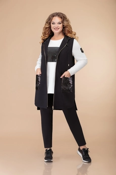 Костюм брючный 1492 черный + белый Svetlana Style
