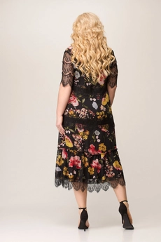 Костюм с платьем 1505 черный + цветы1 Svetlana Style