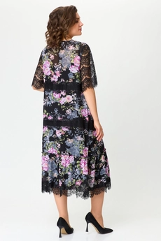 Костюм с платьем 1505 черный + розовые цветы Svetlana Style