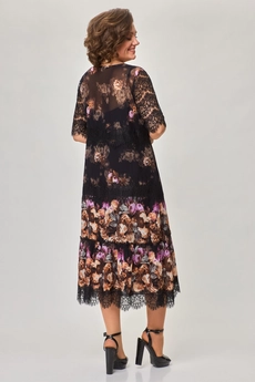 Костюм с платьем 1505 черный + рыжие цветы Svetlana Style