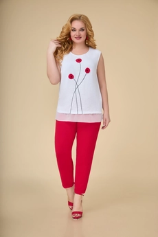 Костюм брючный 1527 красный Svetlana Style