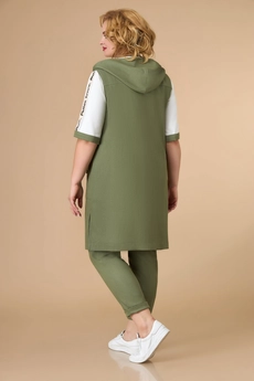 *Костюм брючный 1555 оливка + молочный Svetlana Style