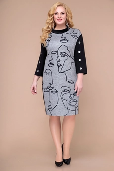 Платье 1622 серый + черный Svetlana Style