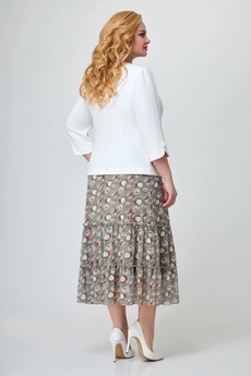 *Костюм с юбкой 1702 белый + цветы Svetlana Style