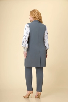 Костюм брючный 1719 серый + молочный Svetlana Style