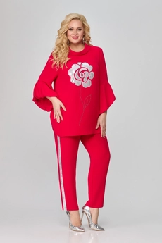 Костюм брючный 1811 красный Svetlana Style