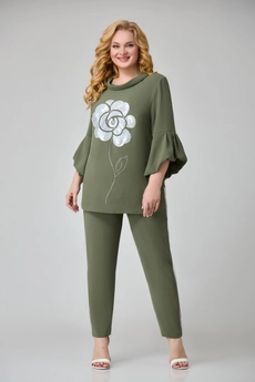 Костюм брючный 1811 оливковый Svetlana Style