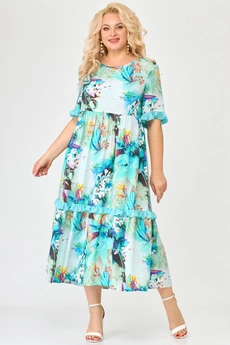 Платье 1863 бирюзовый + цветы Svetlana Style
