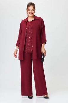 Костюм брючный 2023 бордовый Svetlana Style