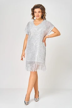Платье 2046 белое серебро Svetlana Style