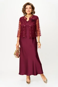 Костюм с платьем 2144 бордовый Svetlana Style
