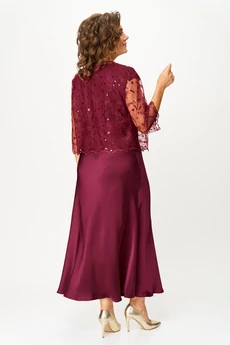 Костюм с платьем 2144 бордовый Svetlana Style