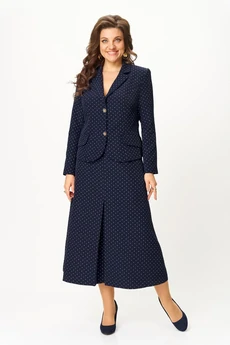 Костюм с юбкой 2174 синий + горох Svetlana Style