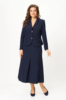 Костюм с юбкой 2174 синий + горох Svetlana Style