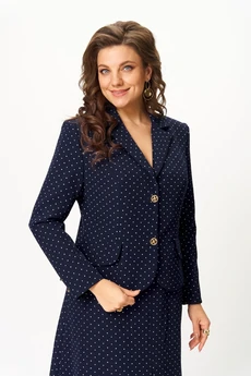 Костюм с юбкой 2174 синий + горох Svetlana Style