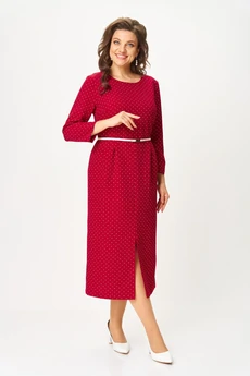 Платье 2176 бордовый + горох Svetlana Style