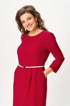 Платье 2176 бордовый + горох Svetlana Style