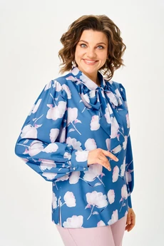 Блузка 2219 голубой принт Svetlana Style