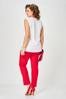 Костюм брючный 2320 красный+цветы Svetlana Style