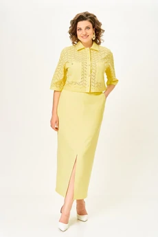 Костюм с юбкой 2345 лимонный Svetlana Style