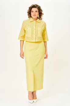 Костюм с юбкой 2345 лимонный Svetlana Style
