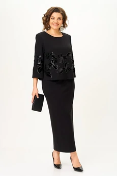 Костюм с юбкой 2348 черный Svetlana Style