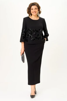 Костюм с юбкой 2348 черный Svetlana Style