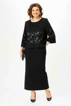 Костюм с юбкой 2348 черный Svetlana Style