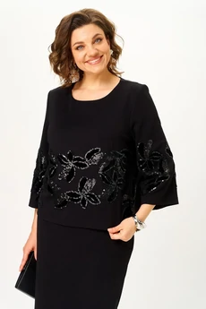 Костюм с юбкой 2348 черный Svetlana Style