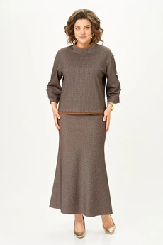 Костюм с юбкой 2350 коричневый Svetlana Style