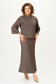 Костюм с юбкой 2350 коричневый Svetlana Style