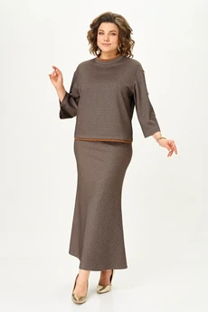 Костюм с юбкой 2350 коричневый Svetlana Style