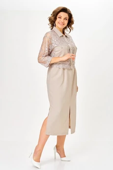 Костюм с платьем 2357 бежевый Svetlana Style