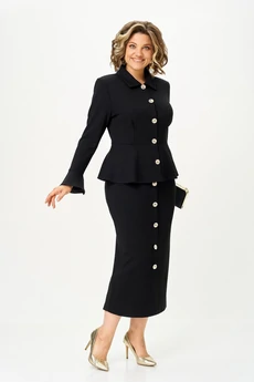 Костюм с юбкой 2376 черный Svetlana Style