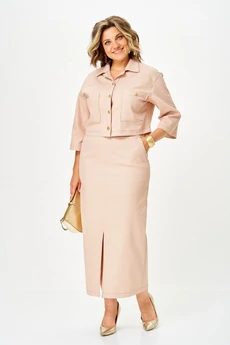 Костюм с юбкой 2381 бежевый джинс Svetlana Style